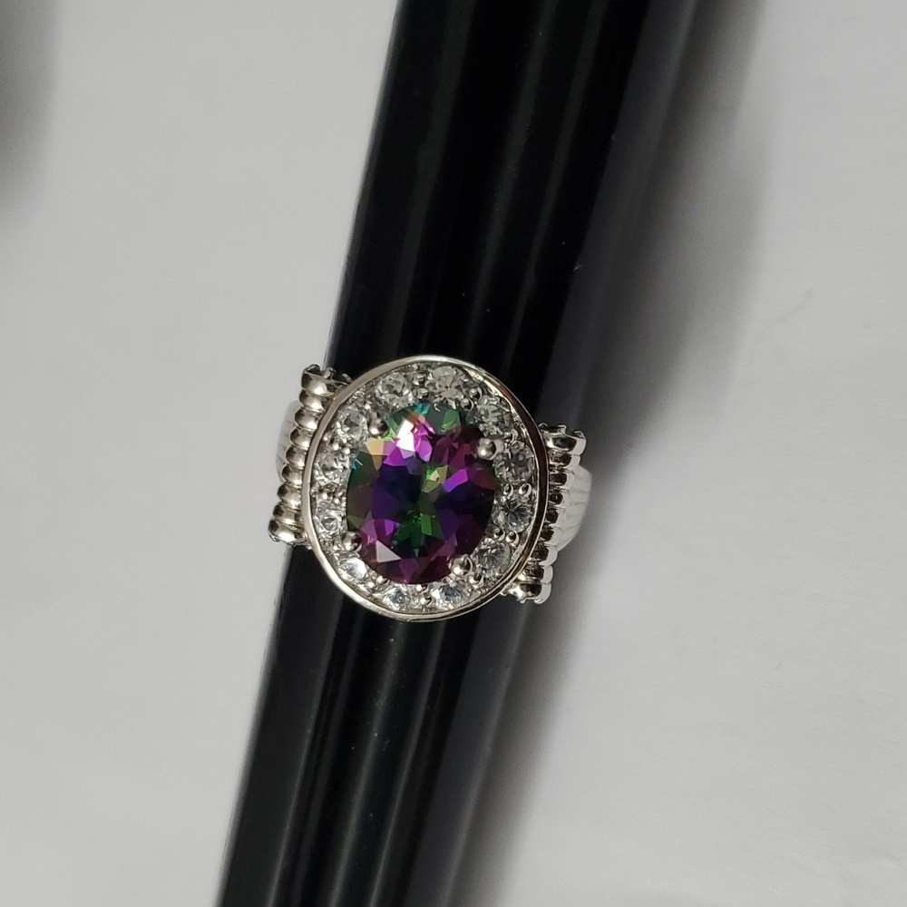 Sterling Silver 925 Mystic Topaz Ring